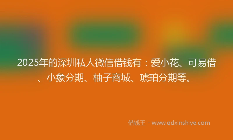 2025年的深圳私人微信借钱有：爱小花、可易借、小象分期、柚子商城、琥珀分期等。