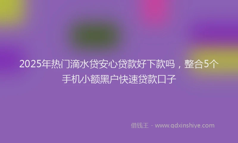 2025年热门滴水贷安心贷款好下款吗，整合5个手机小额黑户快速贷款口子