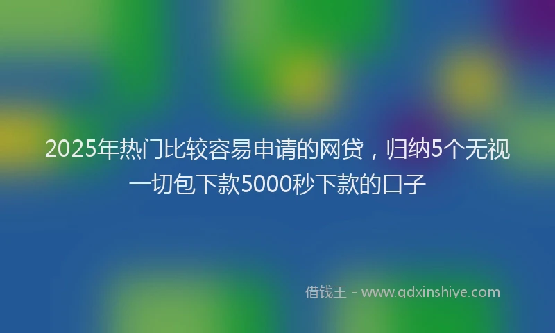 2025年热门比较容易申请的网贷，归纳5个无视一切包下款5000秒下款的口子