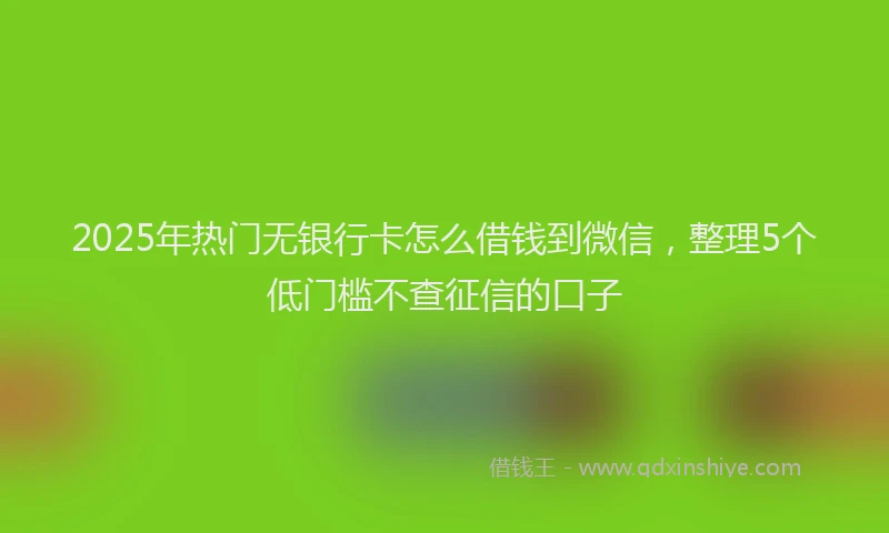 2025年热门无银行卡怎么借钱到微信，整理5个低门槛不查征信的口子