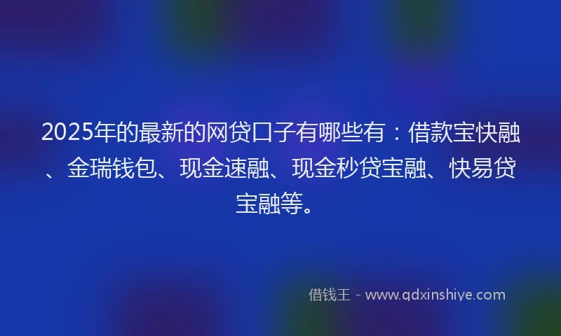 2025年的最新的网贷口子有哪些有：借款宝快融、金瑞钱包、现金速融、现金秒贷宝融、快易贷宝融等。