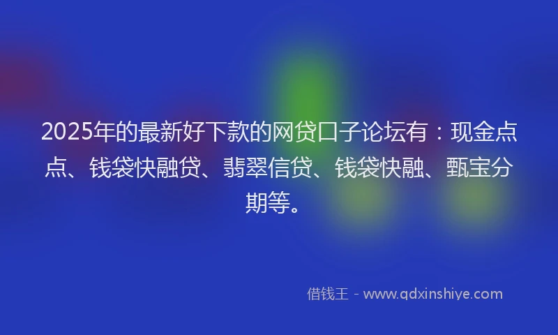 2025年的最新好下款的网贷口子论坛有：现金点点、钱袋快融贷、翡翠信贷、钱袋快融、甄宝分期等。