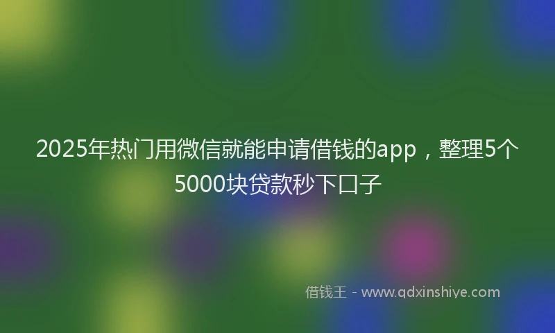 2025年热门用微信就能申请借钱的app，整理5个5000块贷款秒下口子