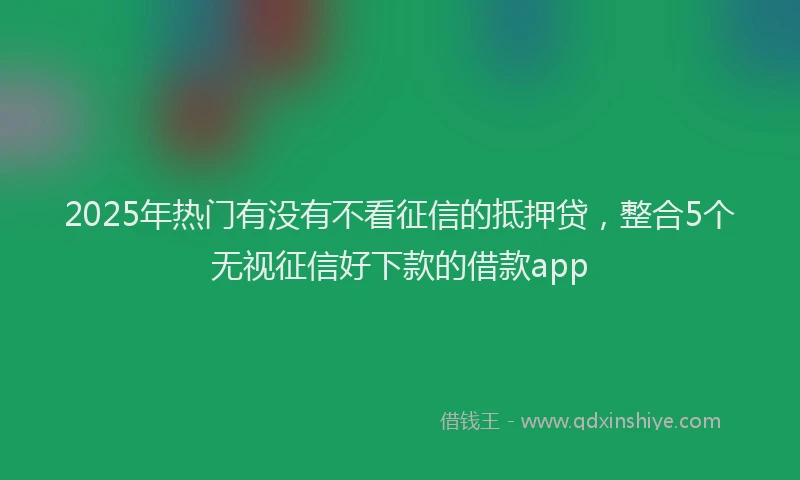 2025年热门有没有不看征信的抵押贷，整合5个无视征信好下款的借款app