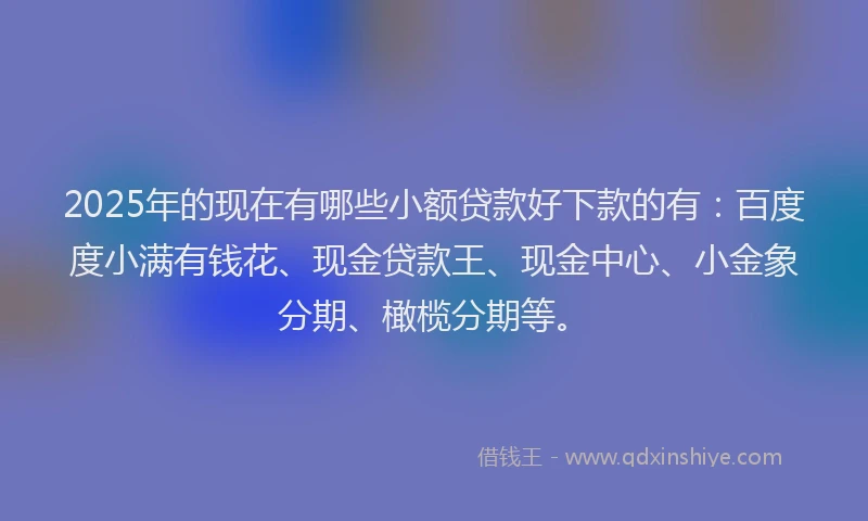 2025年的现在有哪些小额贷款好下款的有：百度度小满有钱花、现金贷款王、现金中心、小金象分期、橄榄分期等。