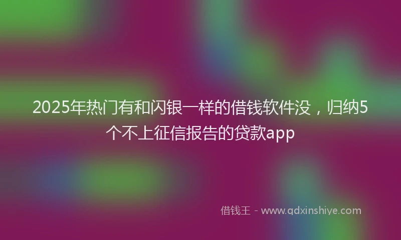 2025年热门有和闪银一样的借钱软件没，归纳5个不上征信报告的贷款app
