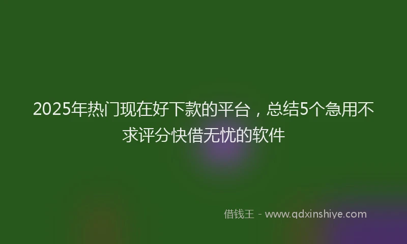 2025年热门现在好下款的平台，总结5个急用不求评分快借无忧的软件