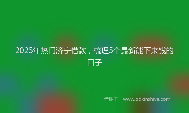 2025年热门济宁借款，梳理5个最新能下来钱的口子