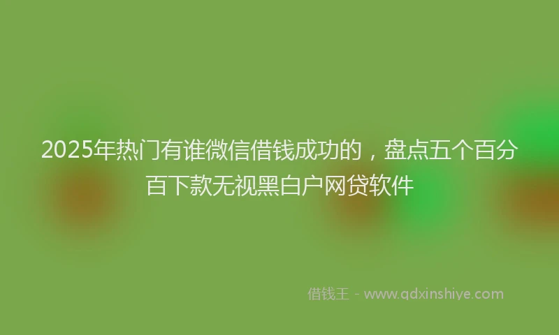 2025年热门有谁微信借钱成功的，盘点五个百分百下款无视黑白户网贷软件