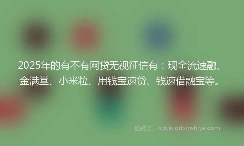 2025年的有不有网贷无视征信有：现金流速融、金满堂、小米粒、用钱宝速贷、钱速借融宝等。