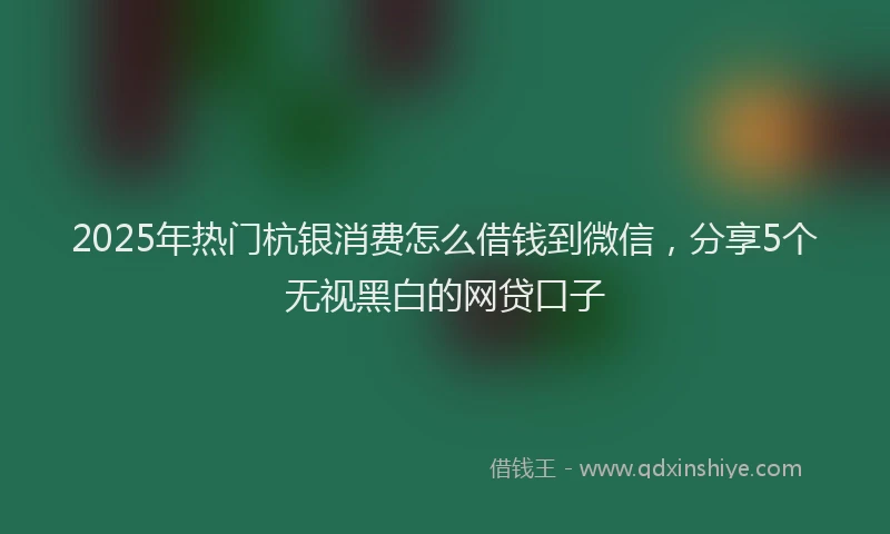 2025年热门杭银消费怎么借钱到微信，分享5个无视黑白的网贷口子