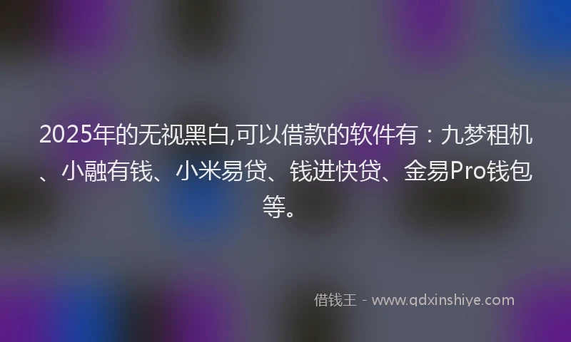 2025年的无视黑白,可以借款的软件有：九梦租机、小融有钱、小米易贷、钱进快贷、金易Pro钱包等。