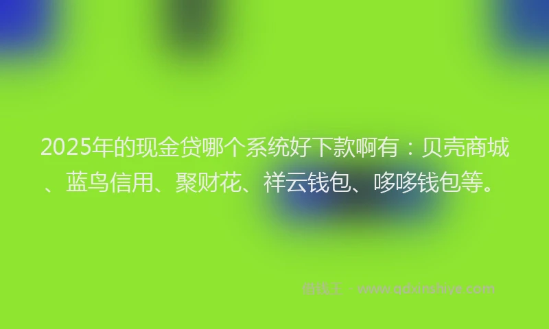 2025年的现金贷哪个系统好下款啊有：贝壳商城、蓝鸟信用、聚财花、祥云钱包、哆哆钱包等。