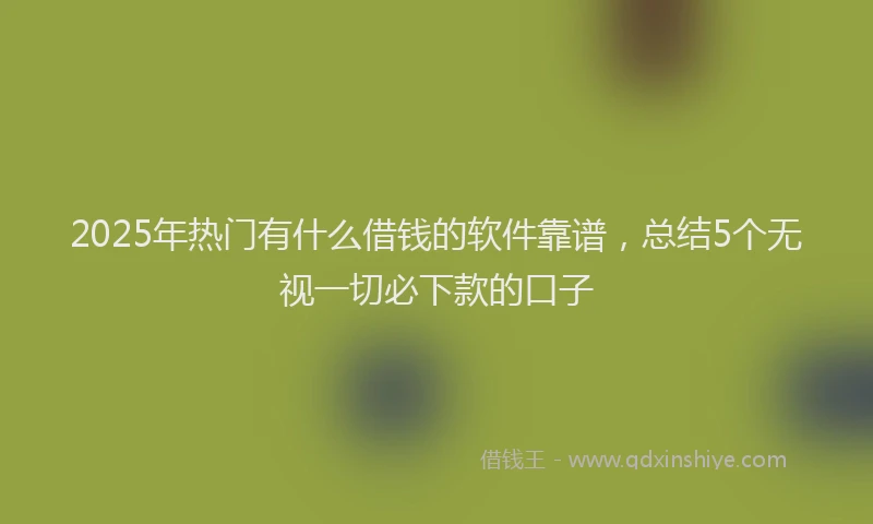2025年热门有什么借钱的软件靠谱，总结5个无视一切必下款的口子