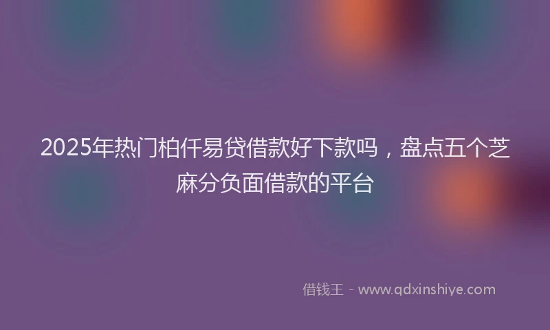 2025年热门柏仟易贷借款好下款吗，盘点五个芝麻分负面借款的平台