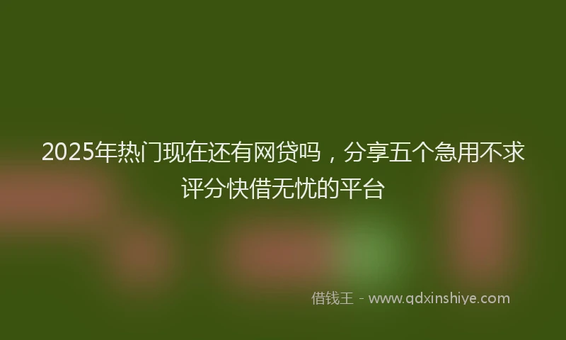 2025年热门现在还有网贷吗，分享五个急用不求评分快借无忧的平台