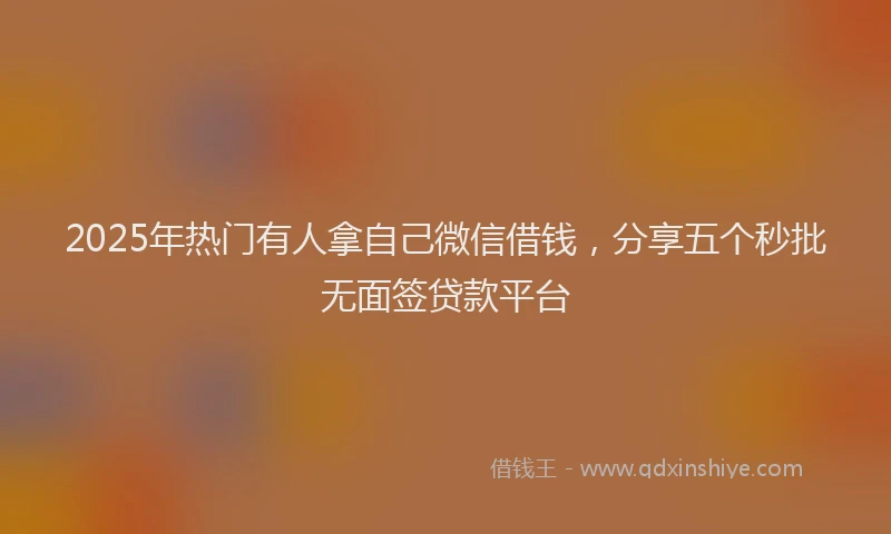 2025年热门有人拿自己微信借钱，分享五个秒批无面签贷款平台