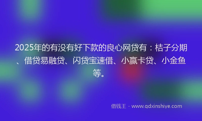 2025年的有没有好下款的良心网贷有：桔子分期、借贷易融贷、闪贷宝速借、小赢卡贷、小金鱼等。