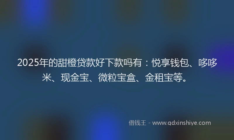 2025年的甜橙贷款好下款吗有：悦享钱包、哆哆米、现金宝、微粒宝盒、金租宝等。