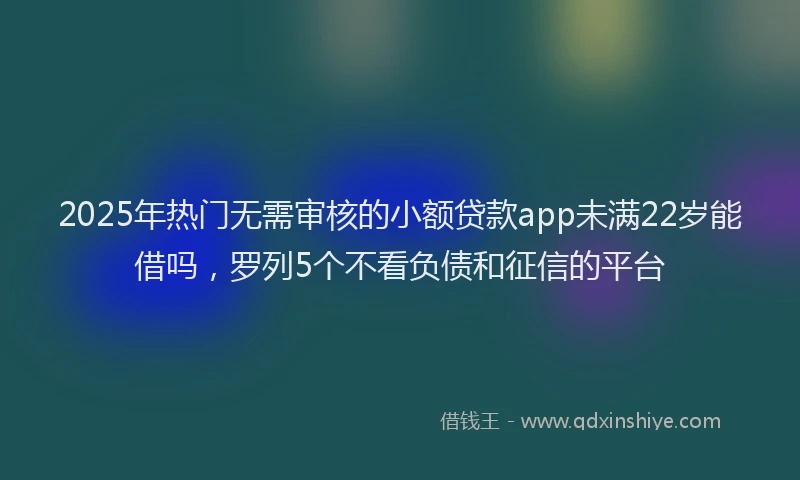 2025年热门无需审核的小额贷款app未满22岁能借吗，罗列5个不看负债和征信的平台