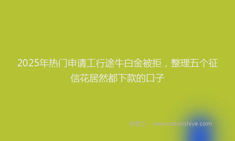 2025年热门申请工行途牛白金被拒，整理五个征信花居然都下款的口子