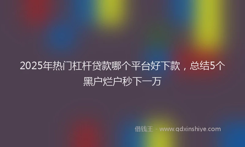 2025年热门杠杆贷款哪个平台好下款，总结5个黑户烂户秒下一万