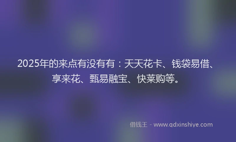 2025年的来点有没有有：天天花卡、钱袋易借、享来花、甄易融宝、快莱购等。