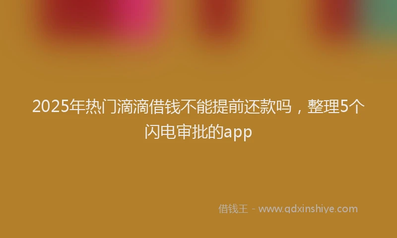 2025年热门滴滴借钱不能提前还款吗，整理5个闪电审批的app