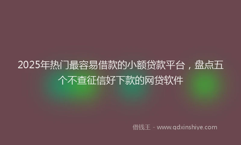 2025年热门最容易借款的小额贷款平台，盘点五个不查征信好下款的网贷软件