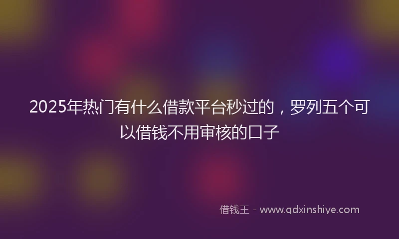 2025年热门有什么借款平台秒过的，罗列五个可以借钱不用审核的口子