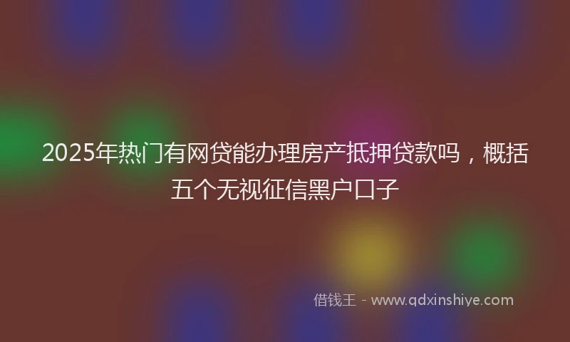 2025年热门有网贷能办理房产抵押贷款吗，概括五个无视征信黑户口子