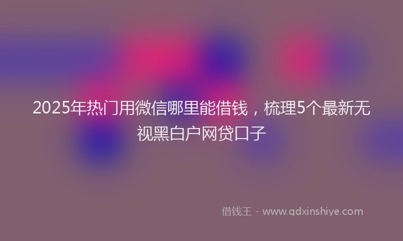 2025年热门用微信哪里能借钱，梳理5个最新无视黑白户网贷口子