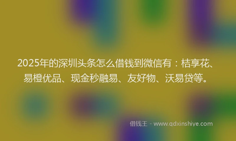2025年的深圳头条怎么借钱到微信有：桔享花、易橙优品、现金秒融易、友好物、沃易贷等。