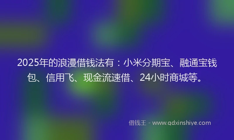 2025年的浪漫借钱法有：小米分期宝、融通宝钱包、信用飞、现金流速借、24小时商城等。