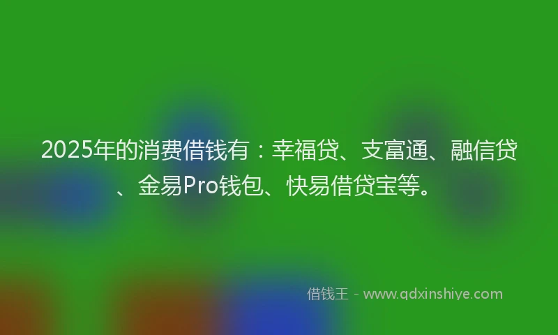 2025年的消费借钱有：幸福贷、支富通、融信贷、金易Pro钱包、快易借贷宝等。