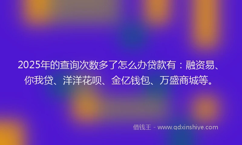 2025年的查询次数多了怎么办贷款有：融资易、你我贷、洋洋花呗、金亿钱包、万盛商城等。