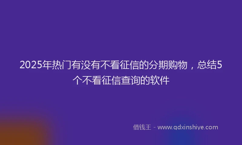 2025年热门有没有不看征信的分期购物，总结5个不看征信查询的软件