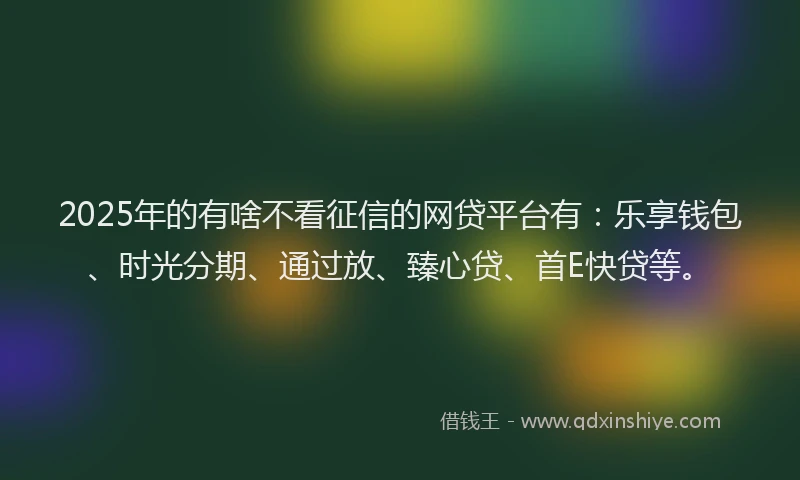 2025年的有啥不看征信的网贷平台有：乐享钱包、时光分期、通过放、臻心贷、首E快贷等。