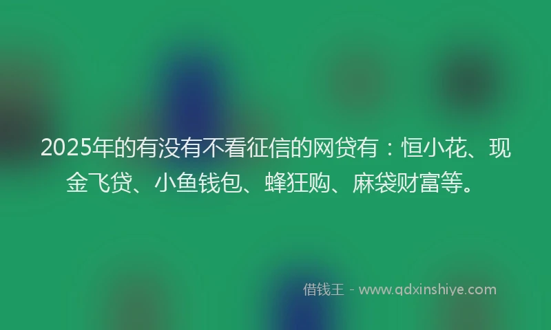 2025年的有没有不看征信的网贷有：恒小花、现金飞贷、小鱼钱包、蜂狂购、麻袋财富等。