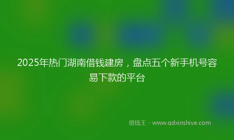 2025年热门湖南借钱建房，盘点五个新手机号容易下款的平台