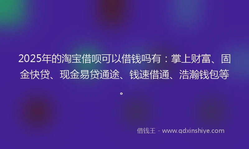 2025年的淘宝借呗可以借钱吗有：掌上财富、固金快贷、现金易贷通途、钱速借通、浩瀚钱包等。