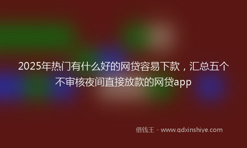 2025年热门有什么好的网贷容易下款，汇总五个不审核夜间直接放款的网贷app