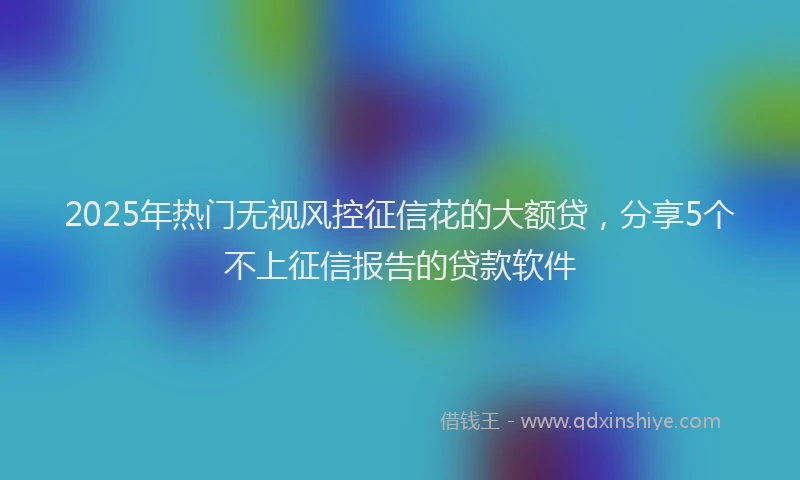 2025年热门无视风控征信花的大额贷，分享5个不上征信报告的贷款软件