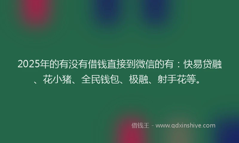 2025年的有没有借钱直接到微信的有：快易贷融、花小猪、全民钱包、极融、射手花等。