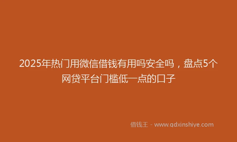 2025年热门用微信借钱有用吗安全吗，盘点5个网贷平台门槛低一点的口子