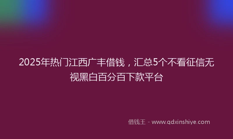 2025年热门江西广丰借钱，汇总5个不看征信无视黑白百分百下款平台