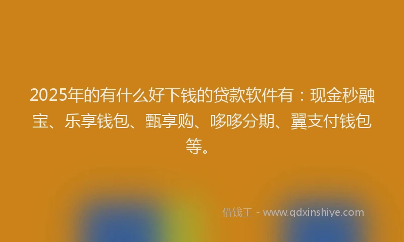 2025年的有什么好下钱的贷款软件有：现金秒融宝、乐享钱包、甄享购、哆哆分期、翼支付钱包等。