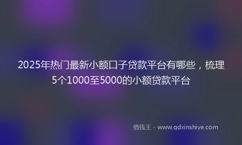 2025年热门最新小额口子贷款平台有哪些，梳理5个1000至5000的小额贷款平台
