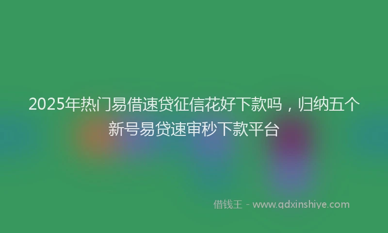 2025年热门易借速贷征信花好下款吗，归纳五个新号易贷速审秒下款平台
