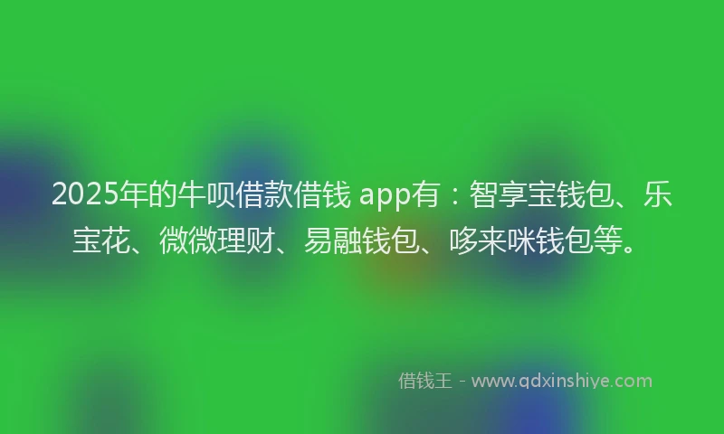 2025年的牛呗借款借钱 app有：智享宝钱包、乐宝花、微微理财、易融钱包、哆来咪钱包等。